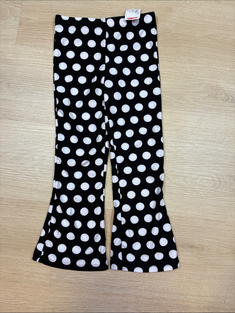 NEW Disney Minnie Mouse Girls Black and White Polka Dot Flare Leggings